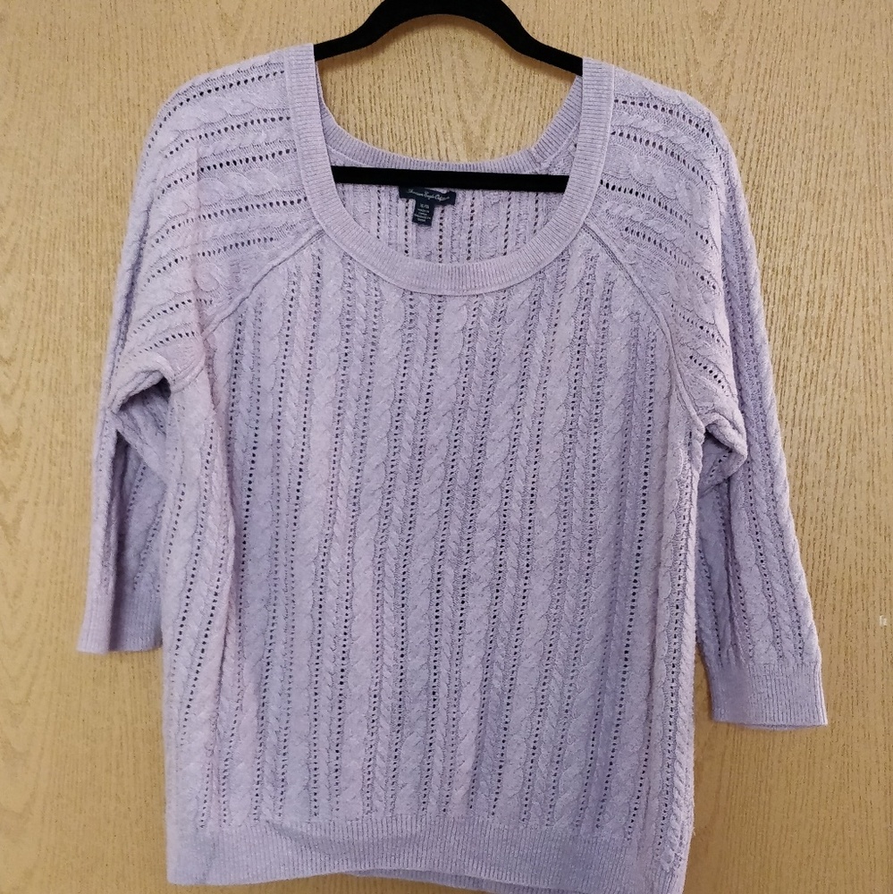 American Eagle 3/4 Sleeve Cable Knit Sweater